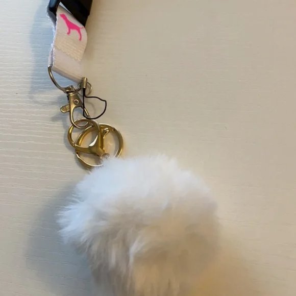 NEW PINK Victoria’s Secret LOVE PINK Detachable Lanyard Keys Soft Fuzzy Pompom - Picture 3 of 5
